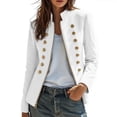 thumbnail image 2 of Maqroz Napoleon Jacket for Womens Stand Collar Long Sleeve Double Breasted Outerwear Gold Decor Buttons Tailored Structured Dressy Jacket for Evening Occasions, 2 of 7