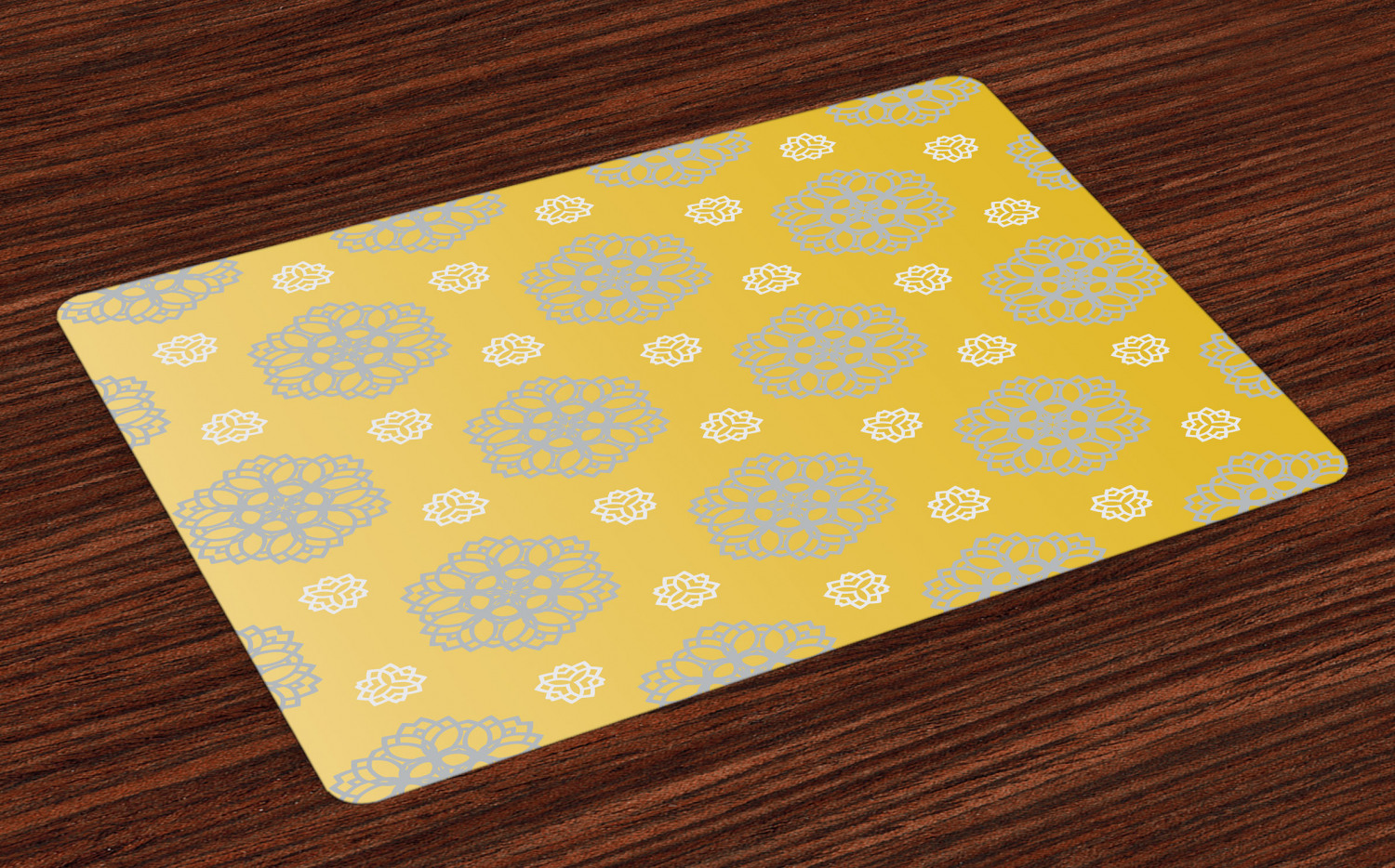 Grey and Yellow Placemats Set of 4 Retro Vintage Bohemic Image of