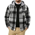 thumbnail image 2 of Zynoxe Mens Flannel Shirt Jacket Fall Soft Plaid Button Down Long Sleeve Drawstring Hoodies with Pocket Versatile Comfortable Shacket Black S, 2 of 5