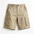 thumbnail image 4 of Binmer Women's High Waisted Button Cargo Short ,Knee Length Loose Fit Shorts with Pockets ,Casual Outdoor Hiking Short Beige,Women's Plus L, 4 of 7