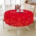 thumbnail image 4 of Nanqianyi Merry Christmas Tablecloth 70 Inch Round Winter Red Snowflakes Waterproof Table Cloth for Holiday Party Dining, 4 of 9