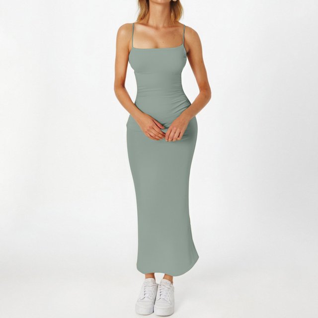 WILLBEST Faldas Para Mujer Vestido De Primavera Para Mujer Vestido De Tirantes De Seda Color Leche Para Verano