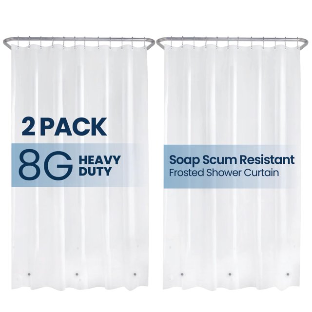 Cortina de ducha LiBa, impermeable, PEVA, no tóxica, 180 x 180 cm, paquete de 2