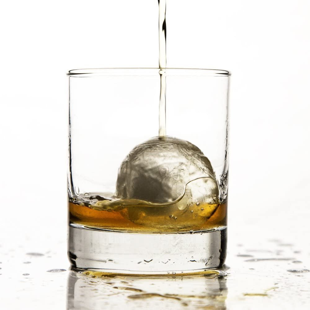 glacio Ice Cube Trays Silicone Combo Ice Molds - Set of 2, Sphere Ice Ball Maker with Lid & Large Square Molds, Reusable and BPA Free,,F133471