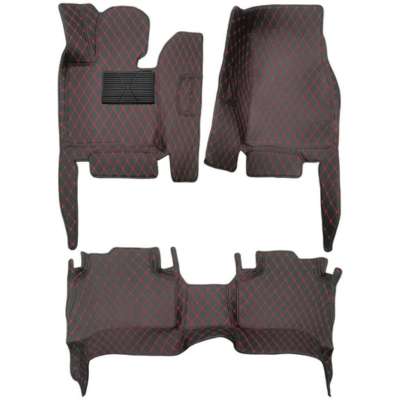 Tuqiang Car Floor Mats Carpet Custom Fit for BMW X5 2019 5 Seats Carpet Protection All Weather PU Leather Auto Liners Anti-Slip Automotive Floor Mats Black Red