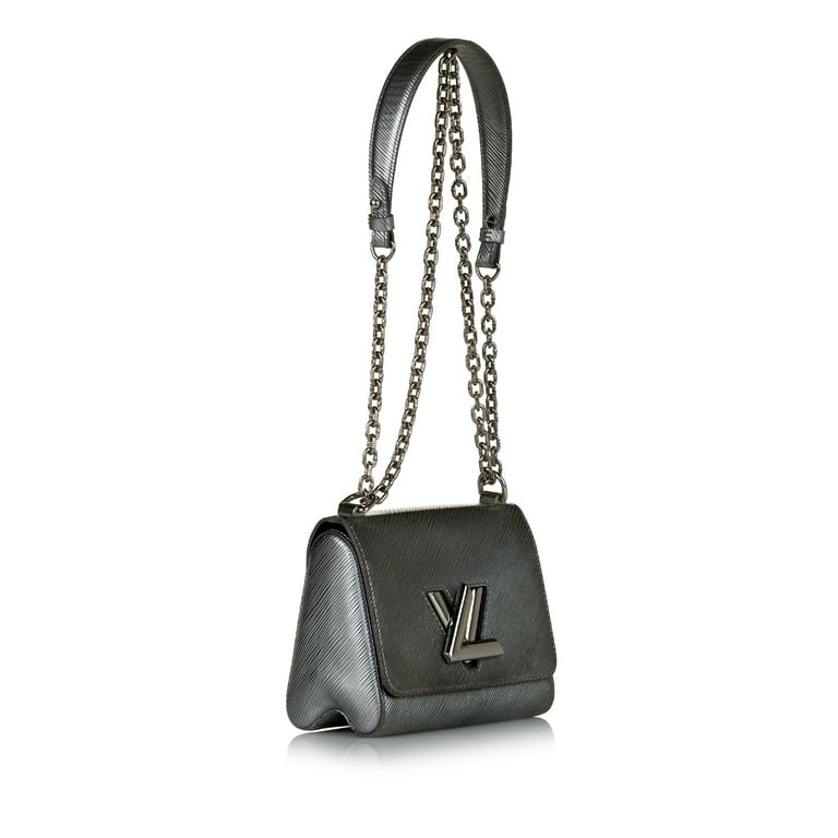 Authenticated Louis Vuitton Epi Twist Silver Leather Crossbody Bag 