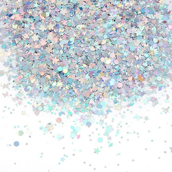 60g/ 2.1oz Holographic Confetti Star and Moon Table Confetti Iridescent Metallic Glitter Foil Scatter Sequin