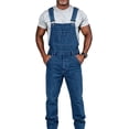 thumbnail image 3 of YABCSAZ Mens Denim Bib Overalls Classic Jean Work Pants Adjustable Straps Multi Pocket Utility Coveralls Relaxed Fit Button Front Carpenter Bib Pants for Men Work Farm Outdoor Casual Streetwear, 3 of 6