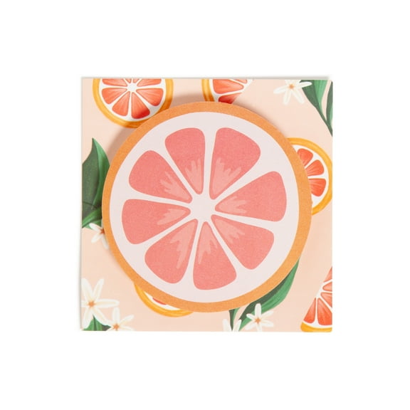 U Brands Sticky Notes, 3 x 3 in., 60 Sheets, Painted Fruit, Grapefruit