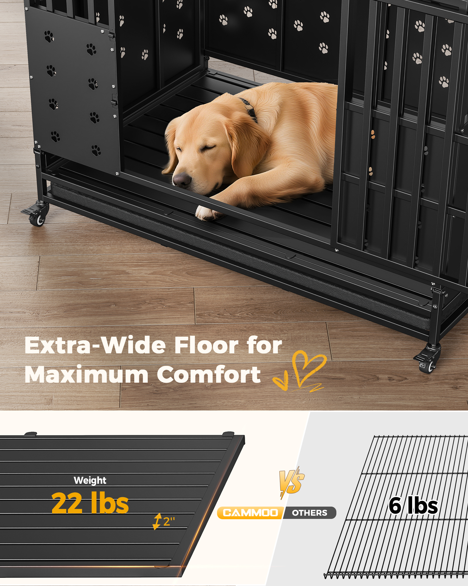 CAMMOO 48-Inch Foldable Heavy Duty Dog Crate for Large Dogs photo 4
