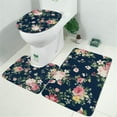 thumbnail image 2 of Pioneer Flower Floral Print Pattern Bathroom Rugs Sets 3 Piece,Toilet Cover Set,Absorbent Non Slip Bathroom Mats Sets with U-Shaped Contour Rug Toilet Rug Set, 2 of 5