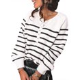 thumbnail image 1 of Chandails pour Femmes Décontractés à Manches Longues Col Rond Rayé Pull d'Hiver en Tricot, 1 of 6