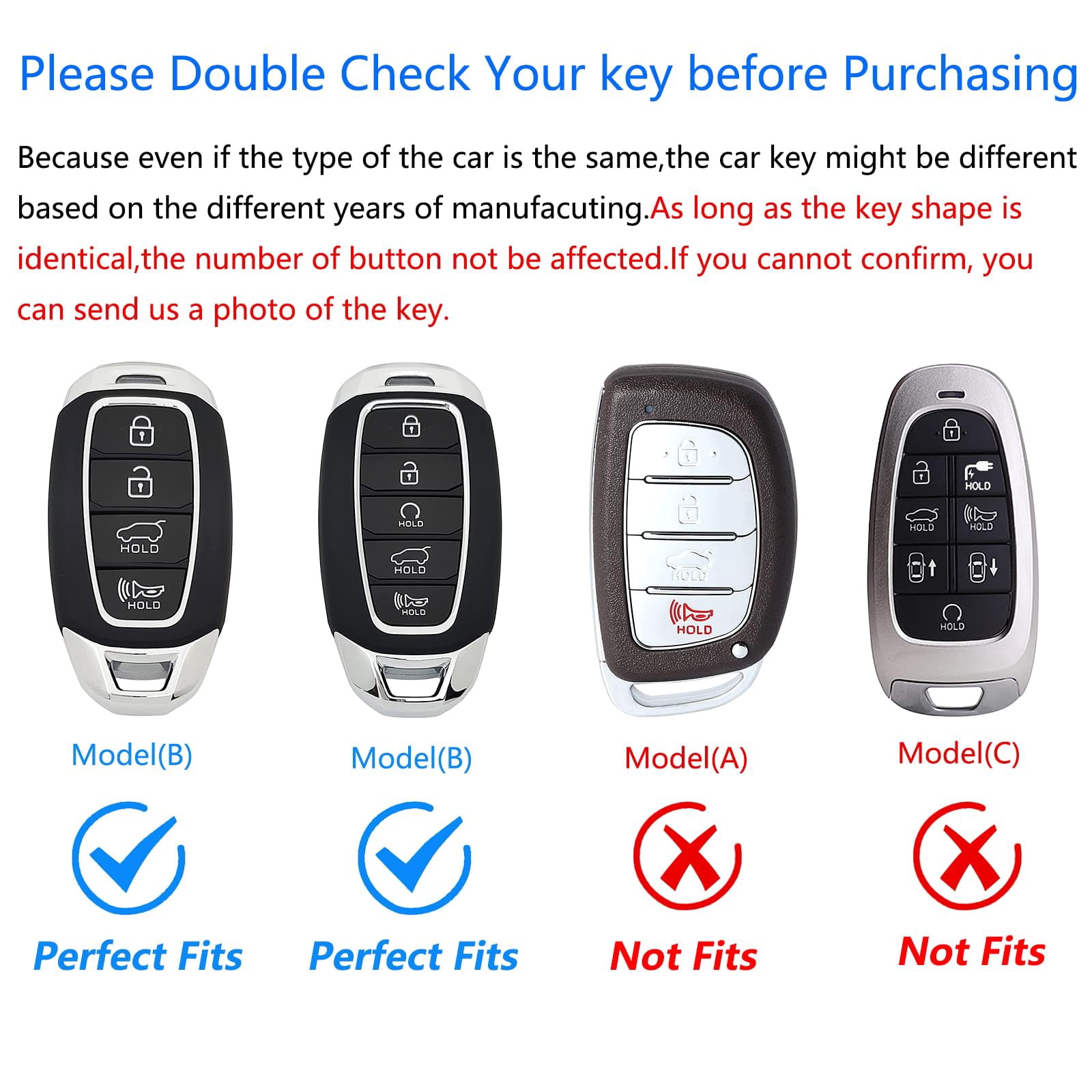 For Hyundai Key Fob Cover,Keychain,Zinc Alloy Protection Car Key Shell Case Compatible with Hyundai Holder Smart Remote Keyless Entry Keyshell Accessories