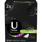 U By Kotex Cleanwear Pads, Heavy Flow, 32ct