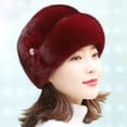 thumbnail image 5 of Eosunjian Winter Ladies Hat Elastic Fit Plush Imitation Mink Velvet Windproof Solid Color with Floral Beret Women Supplies Grey, 5 of 13