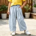 thumbnail image 4 of VBEWZET Kids Wide Leg Casual Pants, Elastic Waist Loose Fit Trousers with Pockets, Lightweight Air-Condition Pants for Boys & Girls Blue 11-12 Years, 4 of 6