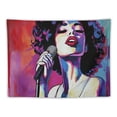 thumbnail image 5 of COMIO Grunge Tapestry, Jazz Singer Performing a Microphone on Old Background Illustration Print, Wide Wall Hanging for Bedroom Living Room Dorm, 40x30 Inch, Purple Red, 5 of 7