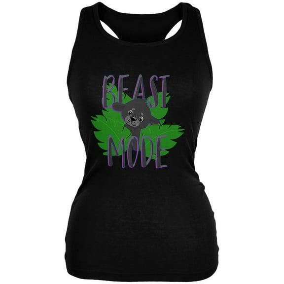Beast Mode Cute Black Panther Cub Juniors Soft Tank Top Black LG
