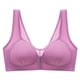 thumbnail image 3 of Sujetador de gran tamaño con hebilla frontal, fino, sin aro de acero, fruncido en la espalda, hermoso accesorio de ropa interior para mujer, leche, 3 of 3