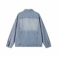 thumbnail image 5 of LYSMORA 2026 Men's Lapel Gradient Washed Denim Trucker Jacket, Chest Patch Pockets Oversized Loose Fit Casual Outer Shacket, 5 of 5