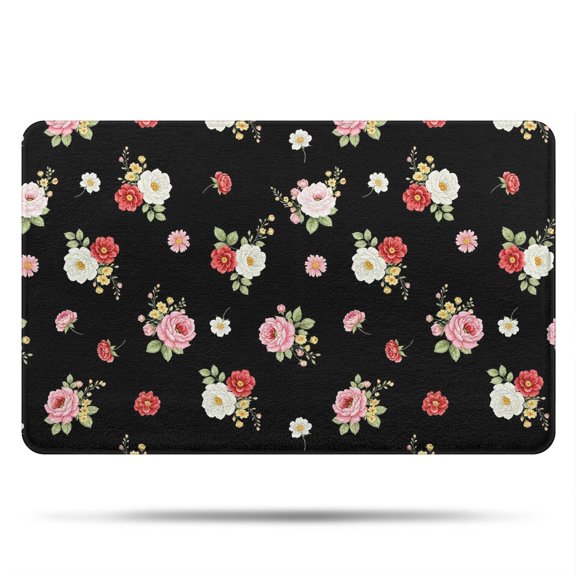 Pioneer Flower Floral Print Pattern Bathroom Rugs Mat, Non Slip Microfiber Bathroom Rug with Rubber Backing, Soft Mats for Bathroom Floor Tub Shower, 20"x32"