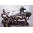 thumbnail image 1 of TLT 26 Inch Large Roman in Chariot with Horses Cold Cast Bronze Statue, 1 of 2