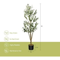 Artificial Fake Olive Tree 5FT Tall 1Pack Faux Silk Olive Tree for Home Living Room Office Decor Faux Artificial Plants Indoor Fake Potted Plants with Fruit & Free Moss