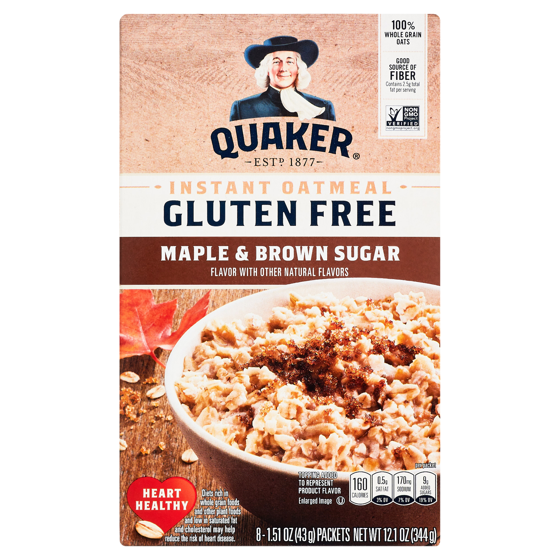 Quaker, Instant Oatmeal, Gluten Free, Maple & Brown Sugar, 1.51 oz, 8 Packets - image 3 of 13