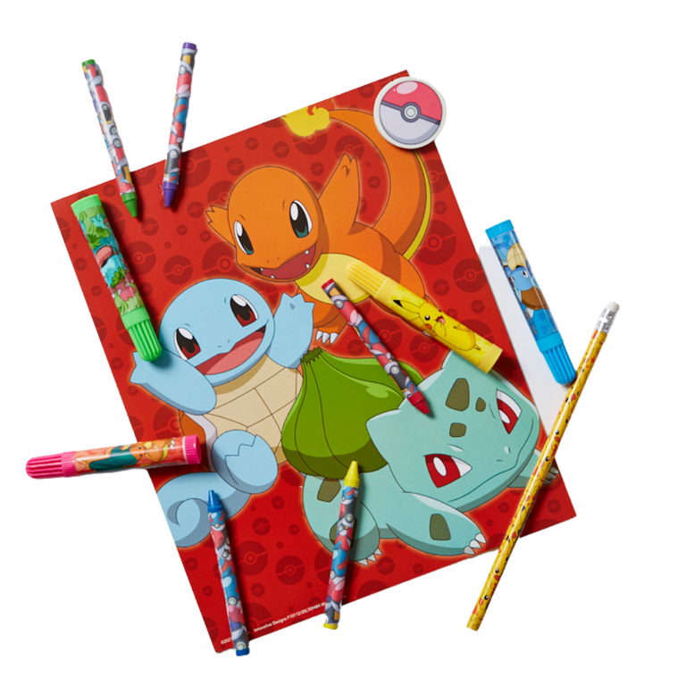 Pokemon Kids Coloring Art Set with Pencil Case Markers Crayons and Stickers  30 Piece Set 
