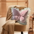 thumbnail image 3 of Glitter Velvet Butterfly Throw Pillow with Lace Trim, Sequin Decorative Cushion for Couch Sofa Bed Living Room, Cute Home Garden Pastoral Style Accent Pillow, 3 of 5