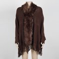 thumbnail image 4 of Sweater Coat for Women Zpanxa Women's Faux Fur Collar for Winter Coat, Winter Faux Fur Shawl Cover Up, Casual Knit Cardigan Sweater Outwear with Pocket Coffee One Size, 4 of 4