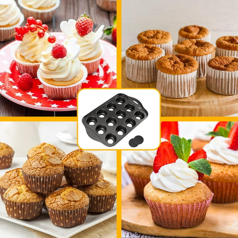 ENLOY 12 Cavity Mini Muffin Pan Premium Carbon Steel Baking Cupcake Cake Bakeware with Removable Bottom Walmart