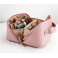 thumbnail image 2 of Bolsa de maquillaje de Pu, bolsa de cosméticos para mujer de gran capacidad con asa y divisores, organizador de accesorios de maquillaje de viaje, rosa, 2 of 5