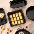 thumbnail image 5 of MindyLLL 5-Piece Non-Stick Baking Set, Carbon Steel Cake Pan, Pizza Pan, Loaf Pan, Square Pan & Muffin Tin, Premium Kitchen Cookware in Elegant Black, 5 of 5