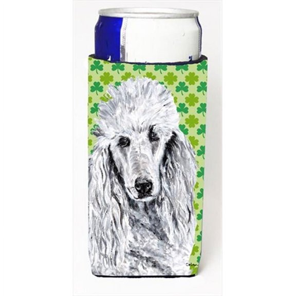 White Standard Poodle Lucky Shamrock St. Patricks Day Michelob Ultra bottle sleeves Slim Cans  12 Oz.