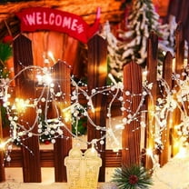 6.6FT Christmas Berry Beaded Garland with 20LED String Lights, Christmas Garland for Fireplace Mantel Decoration, Warm White