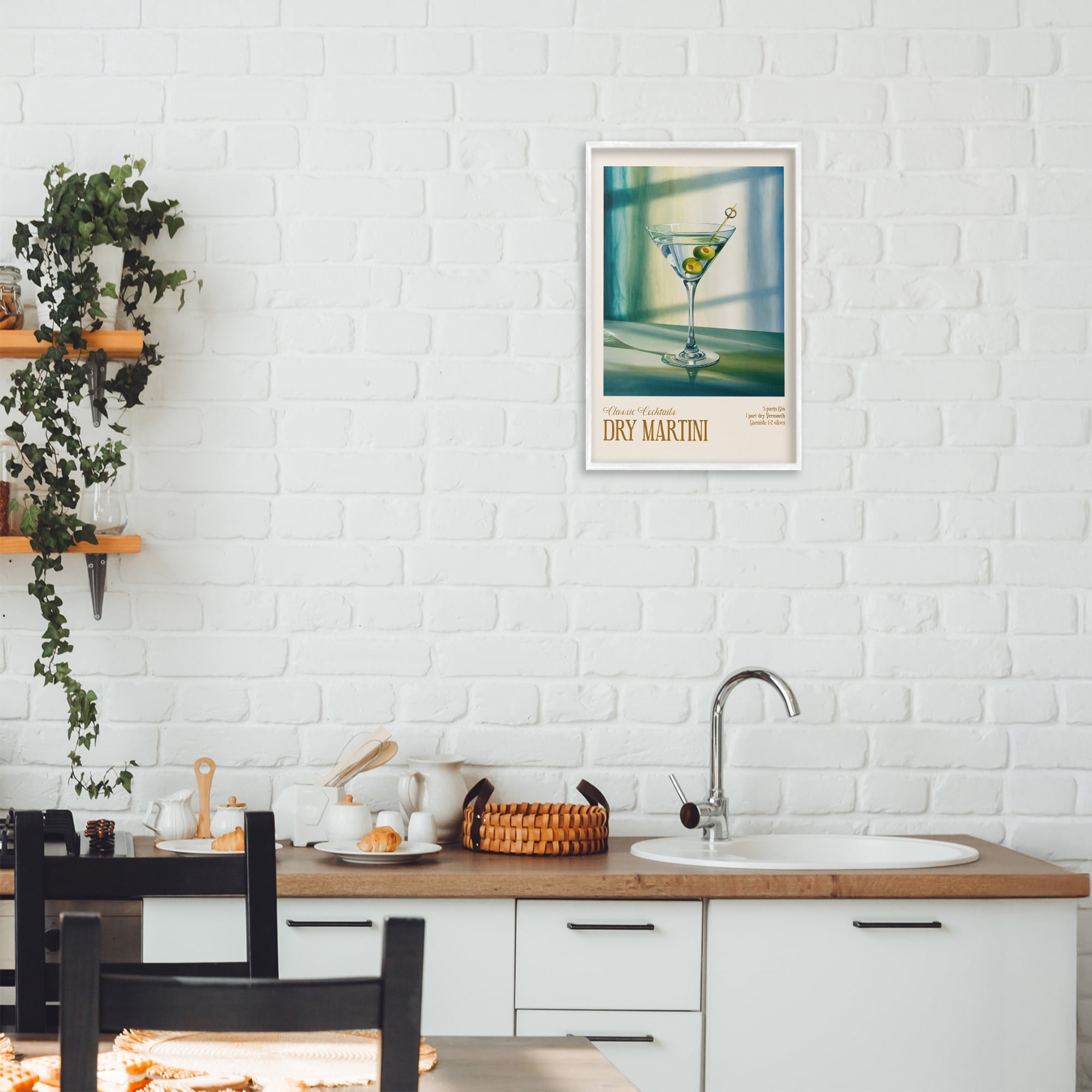 Stupell Industries Dry Martini on Surface White Framed Giclee Art, design by Andreas Magnusson