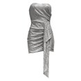 thumbnail image 5 of HXWCHs Women's Strapless Backless Spicy Style Sleeveless Ribbon Party Dress S Grey, 5 of 6