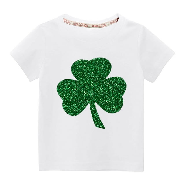Besolor T-Shirts de la Saint-Patrick pour Enfants Garçons Filles Décontractés à Col Rond Imprimés à Manches Courtes Hauts T-Shirts Graphiques pour Tout-Petits