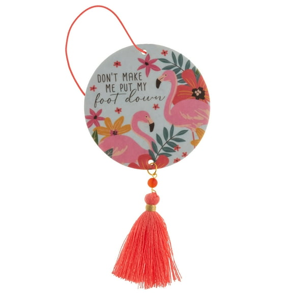 Karma , Désodorisant à l'Huile Essentielle pour Voitures Lot de 2, Maison & Bureau - Désodorisant Décoratif Coloré avec Pompon, Parfum Flamant Rose Noix de Coco
