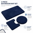 thumbnail image 3 of Bathroom Rug Set, 3 Pieces Shaggy Soft Non-Slip Mats Absorbent Toilet Mat,Rectangular Area Rug, U-Shaped Bath Mat, Elongated Toilet Lid Cover (Blue), 3 of 9