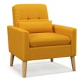 thumbnail image 1 of Gymax Fauteuil d'Appoint Moderne du Milieu du Siècle en Tissu de Lin avec Coussin Lombaire, 1 of 9