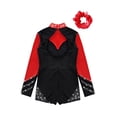 thumbnail image 4 of TiaoBug Kids Girls Shiny Rhinestones Long Sleeve Gymnastics Leotard Dance Jumpsuit with Hair Band Set Red 6, 4 of 7