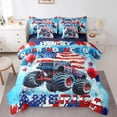 thumbnail image 1 of 7 Pcs Off-road Truck Comforter Set,American Flag Red Blue Balloons Stars Sky Bedding Set,Independence Day Freedom Theme Bed Set(Comforter+Fitted+Flat Sheet+Pillowcases+Pillow Covers),Queen, 1 of 1