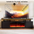 thumbnail image 2 of HARIPUL 70" Fireplace TV Stand for TVs Up to 80" with 36" Electric Fireplace, LED Light Entertainment Center, Dual-Layer Media Console Table with Storage Cabinet, Living Room TV Console, Black, 2 of 7