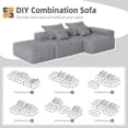 thumbnail image 5 of BISHE Modern Oversized Modular Sectional Sofa with Ottoman, Chaise Lounge, Armrest, 4 Pillows, Sparkling Chenille Fabric, 4 PCS DIY Tufted Sofa, No Assembly Required, Grey, 5 of 9