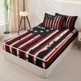 thumbnail image 2 of Manfei Red White Black Stripes Zipper Twin Comforter Sets with Fitted Sheet and 2 Pillowcases,Grunge Us Flag Zipper Bedding Set,Red Black,Black Reversible,4pcs, 2 of 8