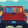 thumbnail image 4 of SEANATIVE Truck Window Graphic Decal Waterproof Perforated Vinyl Stickers UV Protection Car Rear Film Decal for Pickups Trucks, 66.9 x 22.4 Inch, Wolf Tiger Fire Pattern Red Blue, 4 of 7