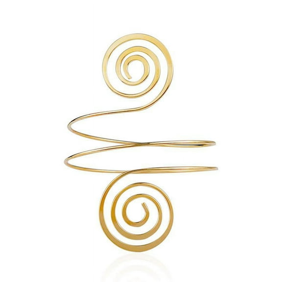 ZOYONE Alloy Spiral Armband Swirl Upper Arm Cuff Armlet Bangle Bracelet Egyptian Costume Accessory for Women Gold Silver Color