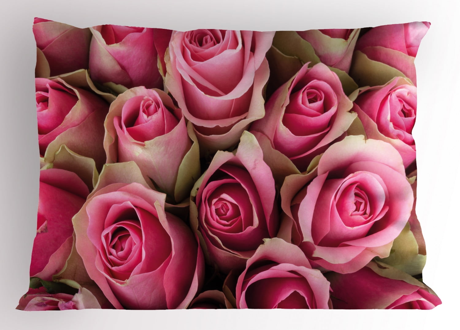 Rose Pillow Sham Blooming Fresh Pink Roses Festive Bridal Bouquet